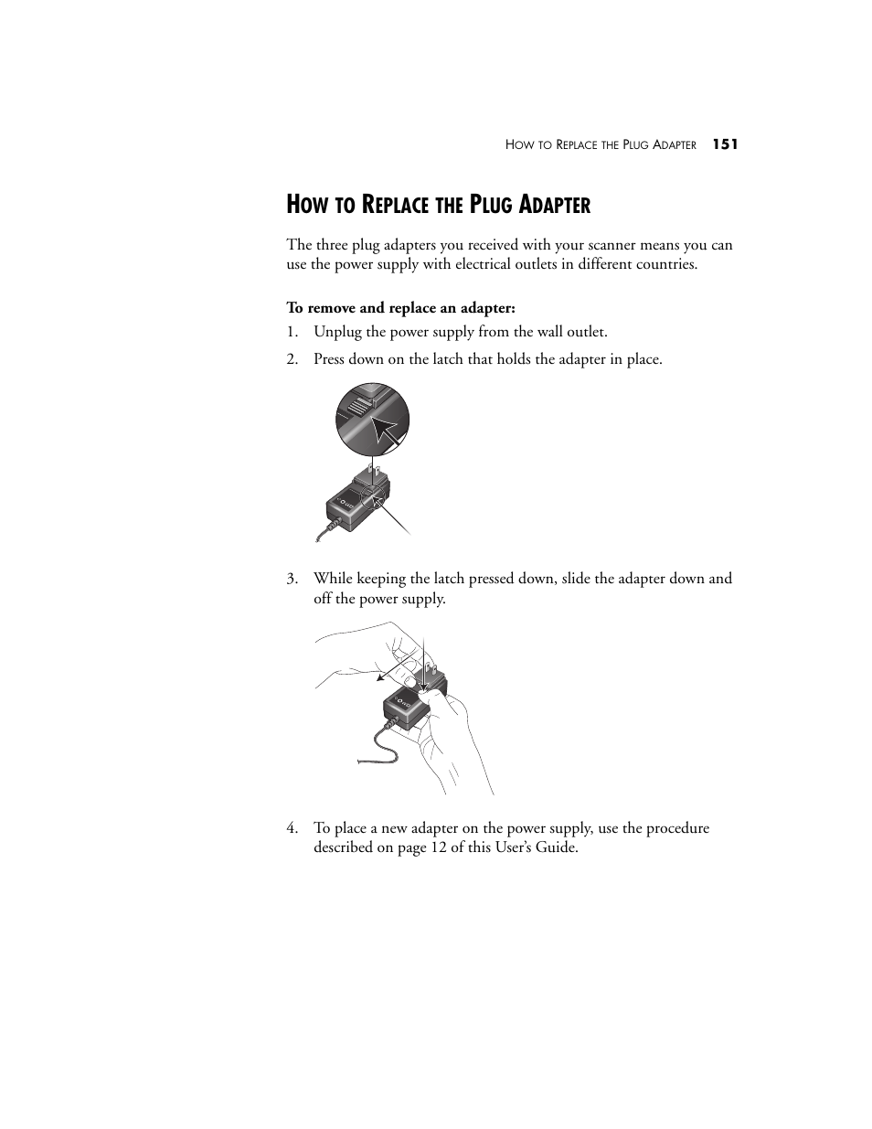How to replace the plug adapter, Eplace, Dapter | Visioneer XP220 User Manual | Page 158 / 172