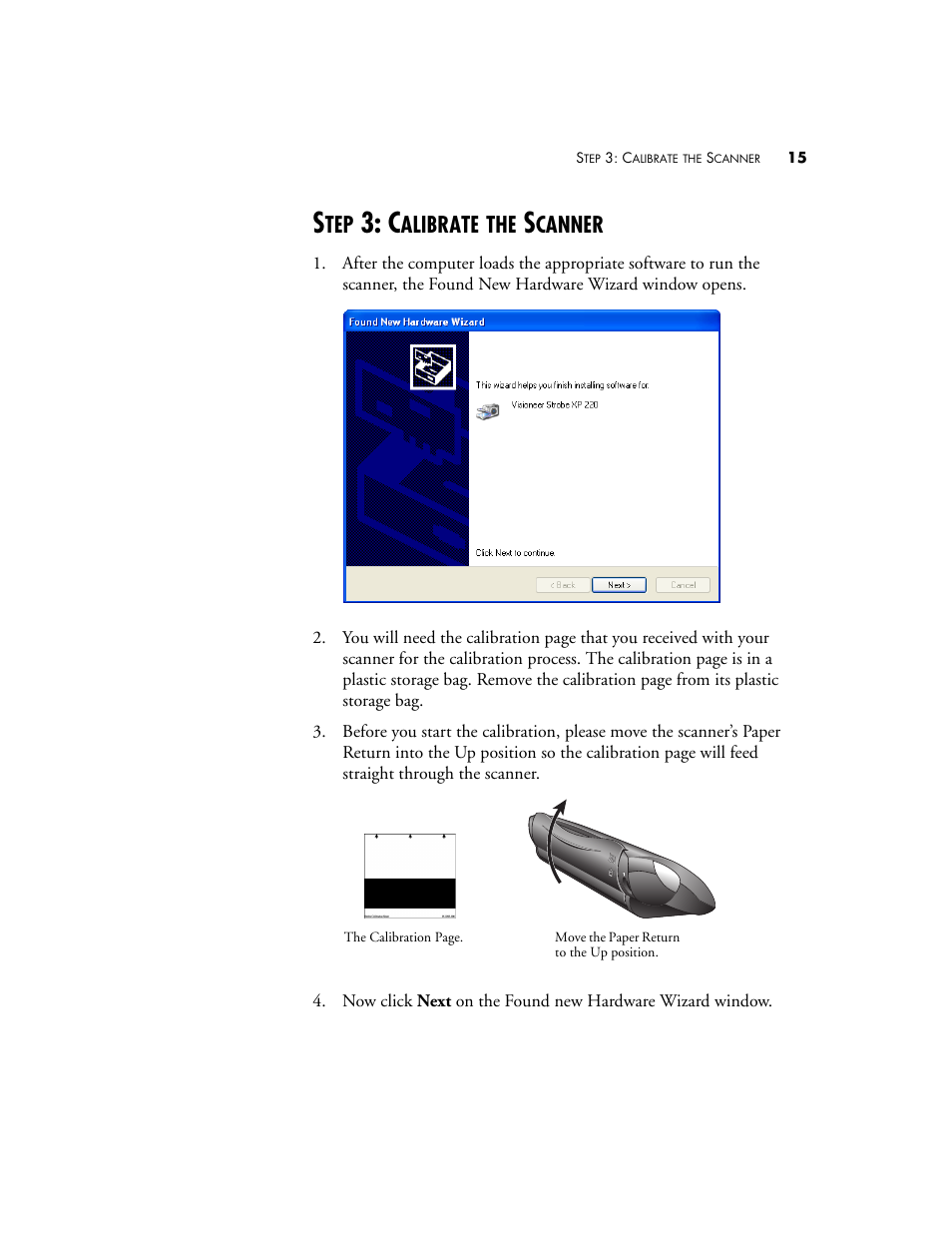 Step 3: calibrate the scanner, Alibrate, Canner | Visioneer XP220 User Manual | Page 22 / 172