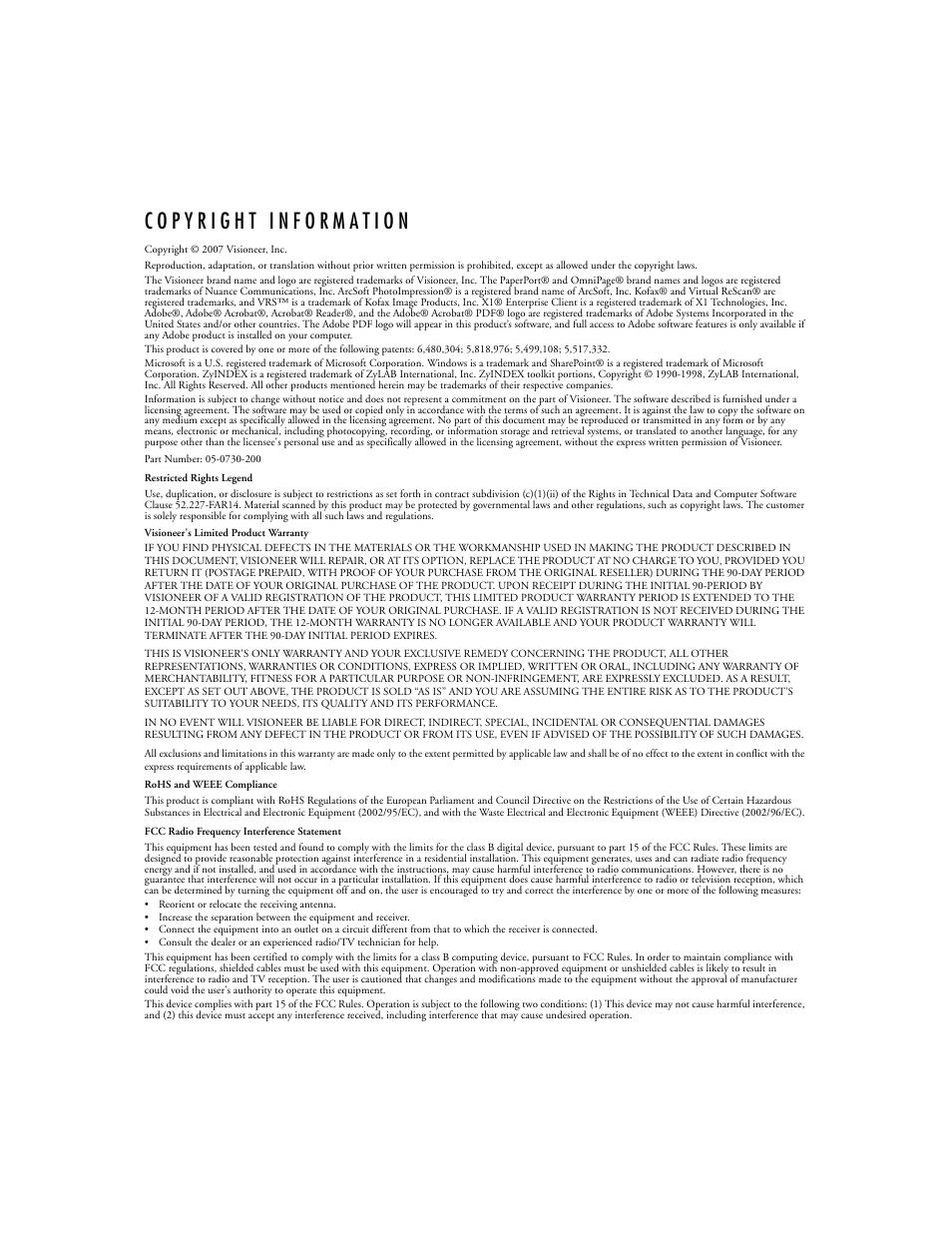 Visioneer XP220 User Manual | Page 3 / 172