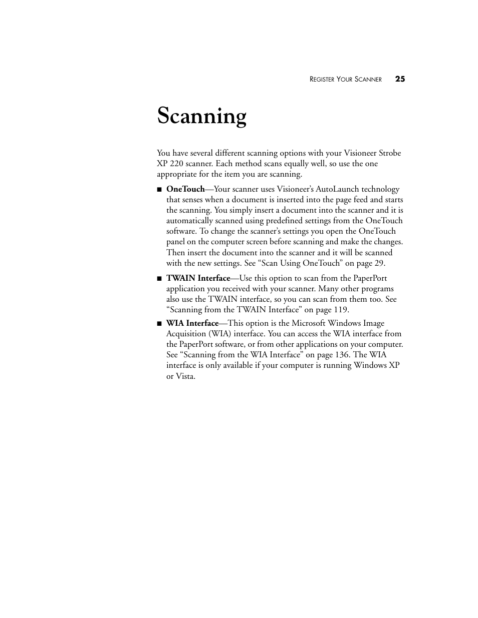 Scanning | Visioneer XP220 User Manual | Page 32 / 172