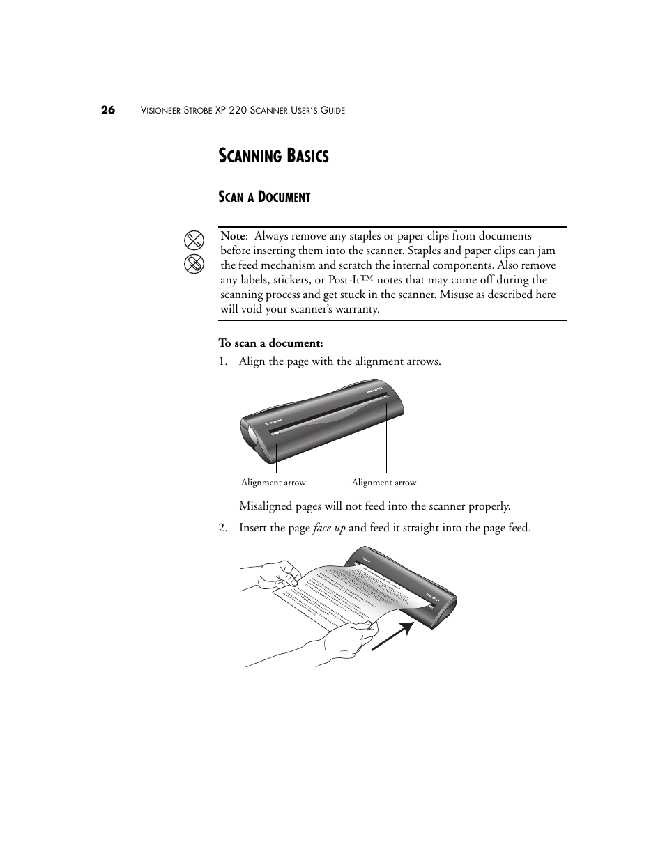 Scanning basics, Scan a document, Canning | Asics | Visioneer XP220 User Manual | Page 33 / 172