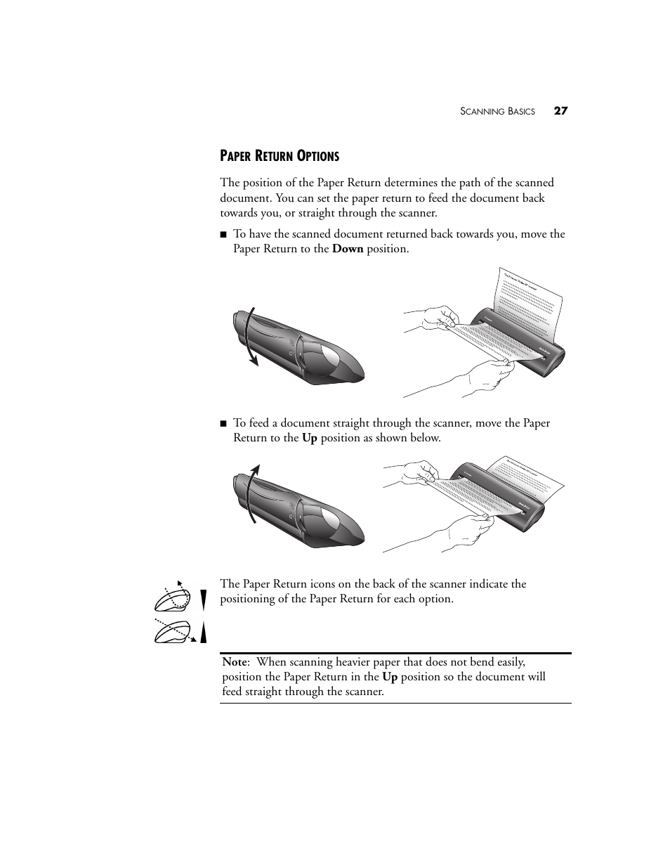Paper return options | Visioneer XP220 User Manual | Page 34 / 172