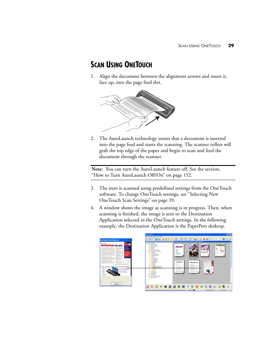 Scan using onetouch, Sing, Ouch | Visioneer XP220 User Manual | Page 36 / 172