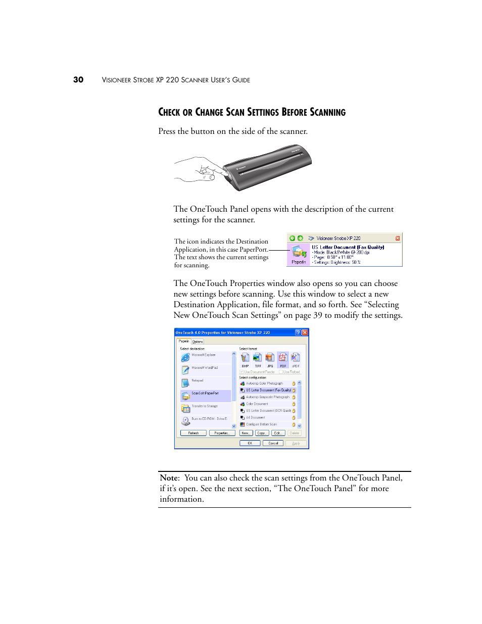 Check or change scan settings before scanning | Visioneer XP220 User Manual | Page 37 / 172