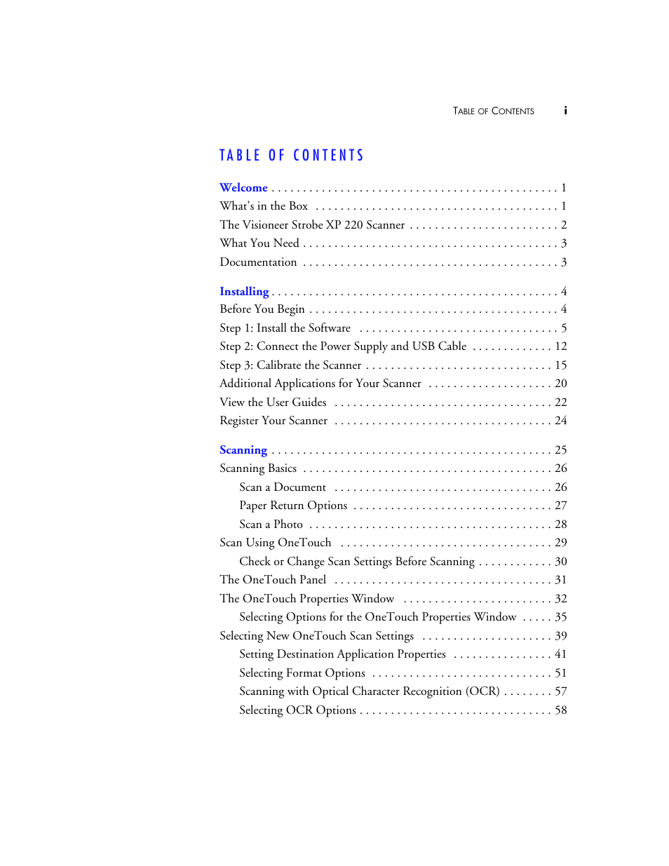 Visioneer XP220 User Manual | Page 4 / 172