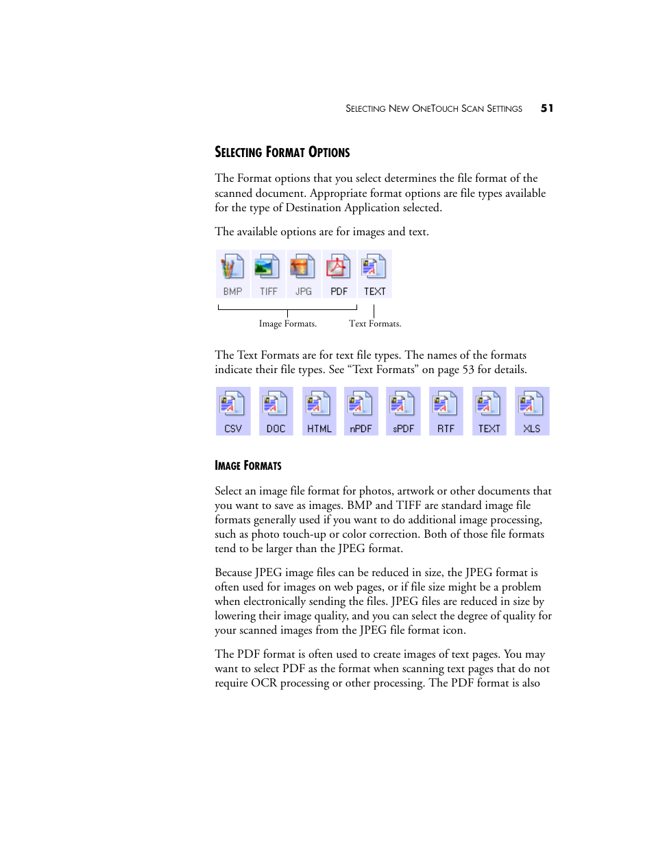 Selecting format options | Visioneer XP220 User Manual | Page 58 / 172