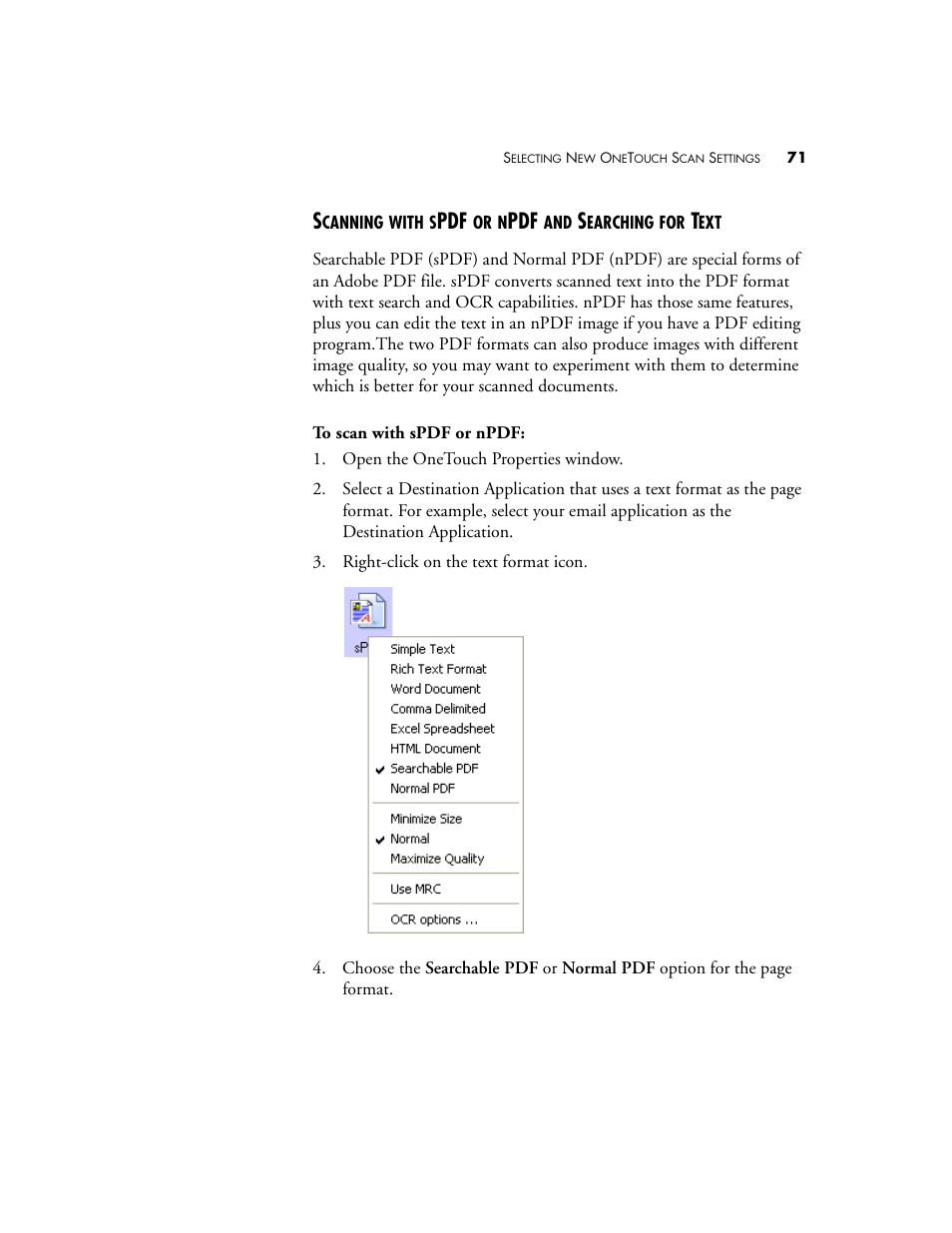 Scanning with spdf or npdf and searching for text | Visioneer XP220 User Manual | Page 78 / 172