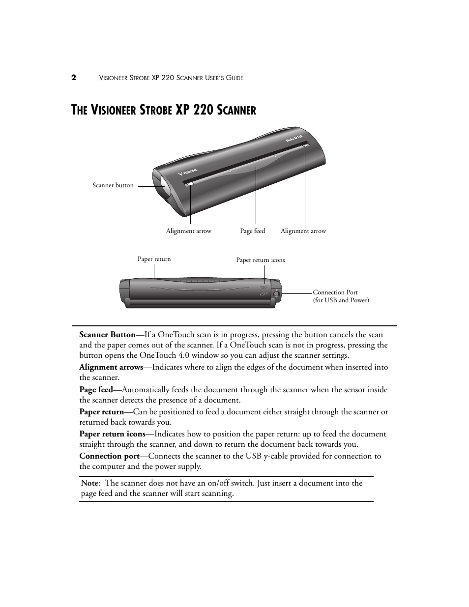 The visioneer strobe xp 220 scanner, Xp 220 s, Isioneer | Trobe, Canner | Visioneer XP220 User Manual | Page 9 / 172