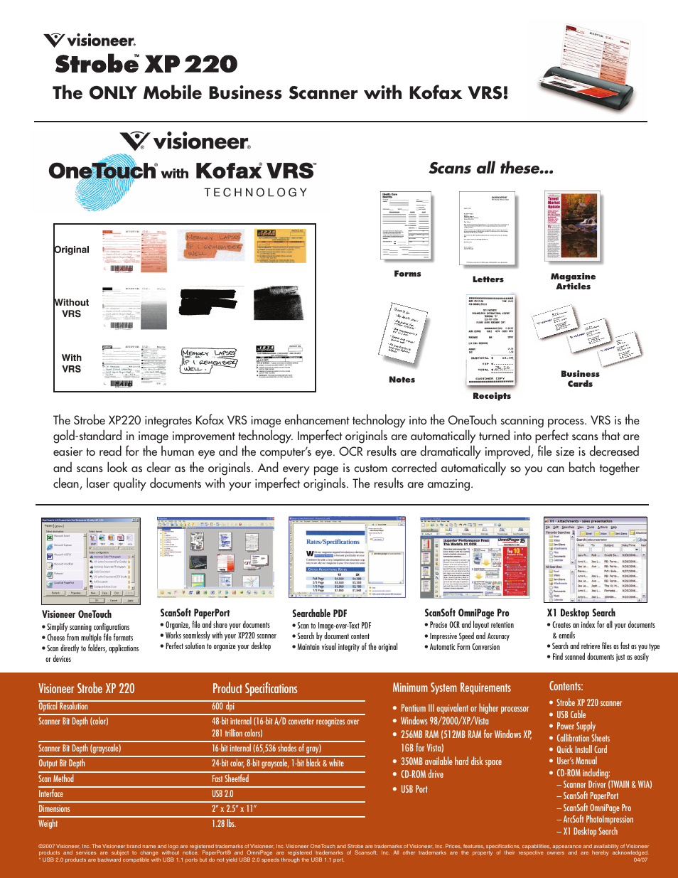 Visioneer Strobe XP 220 User Manual | Page 2 / 2