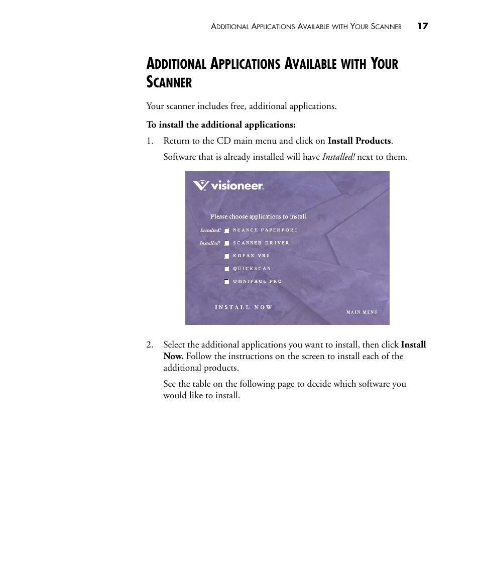 Dditional, Pplications, Vailable | With, Canner | Visioneer PATRIOT 480 User Manual | Page 22 / 114