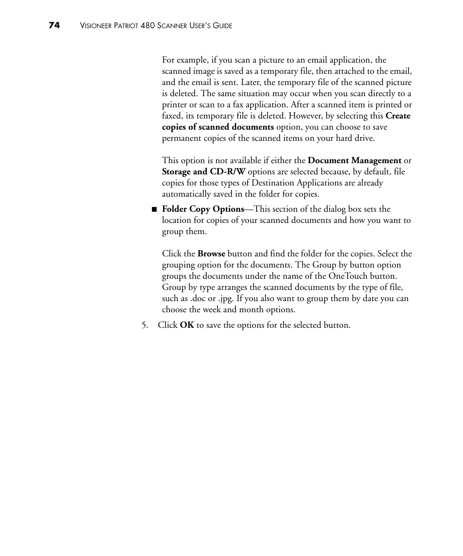 Visioneer PATRIOT 480 User Manual | Page 79 / 114