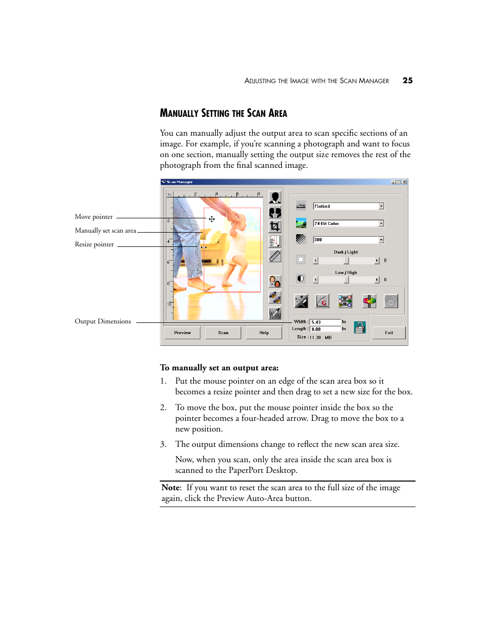 Manually setting the scan area | Visioneer 9450 User Manual | Page 29 / 58
