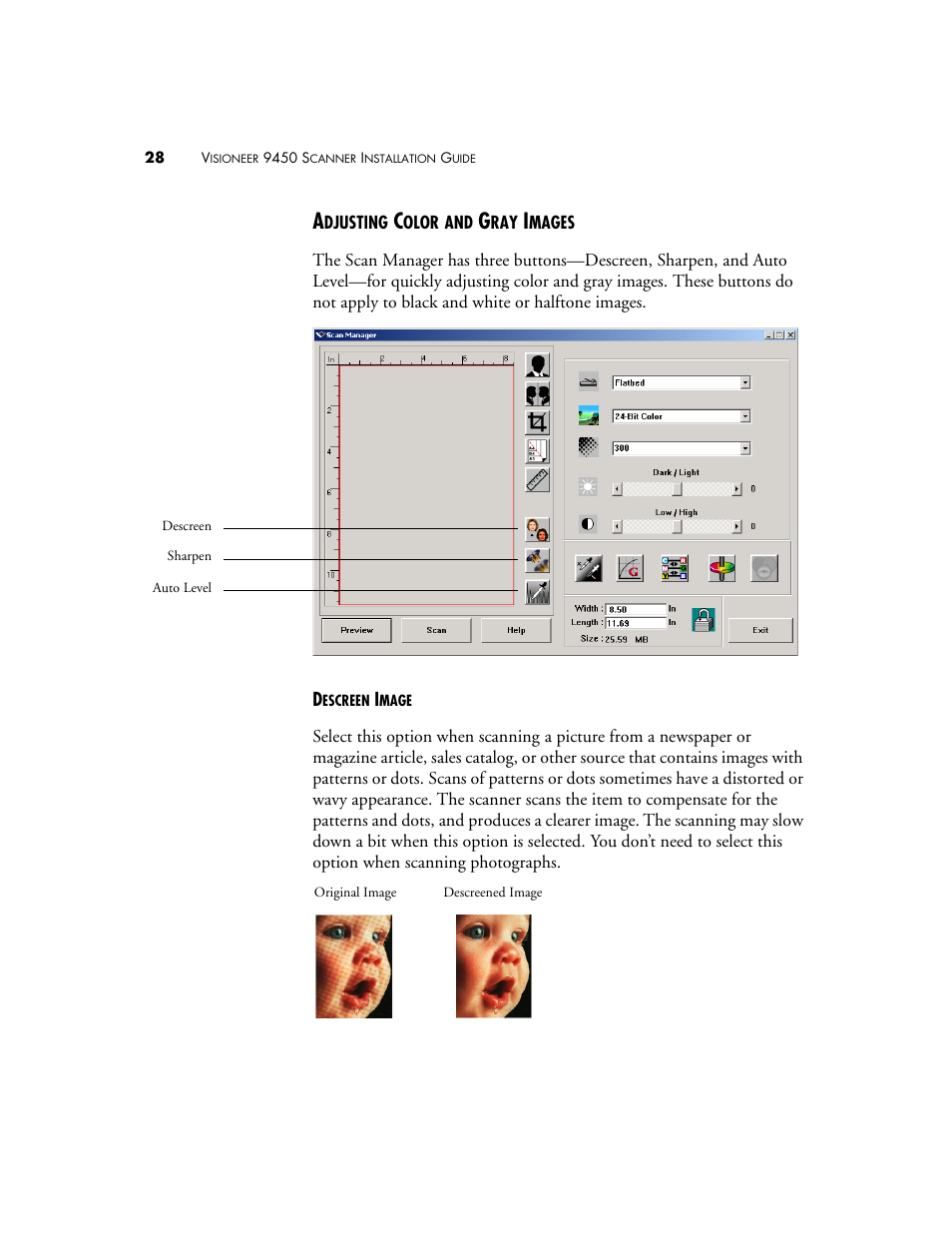 Adjusting color and gray images | Visioneer 9450 User Manual | Page 32 / 58