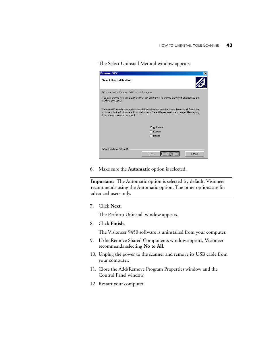 Visioneer 9450 User Manual | Page 47 / 58