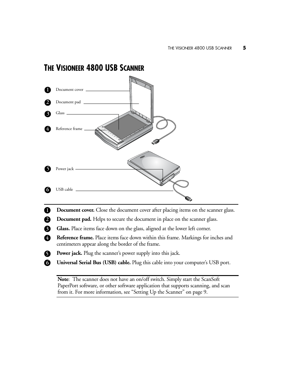 The visioneer 4800 usb scanner, 4800 usb s, Isioneer | Canner | Visioneer 4800 USB User Manual | Page 5 / 21