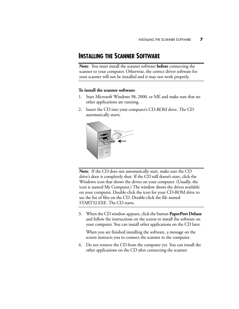 Installing the scanner software, Nstalling, Canner | Oftware | Visioneer 4800 USB User Manual | Page 7 / 21