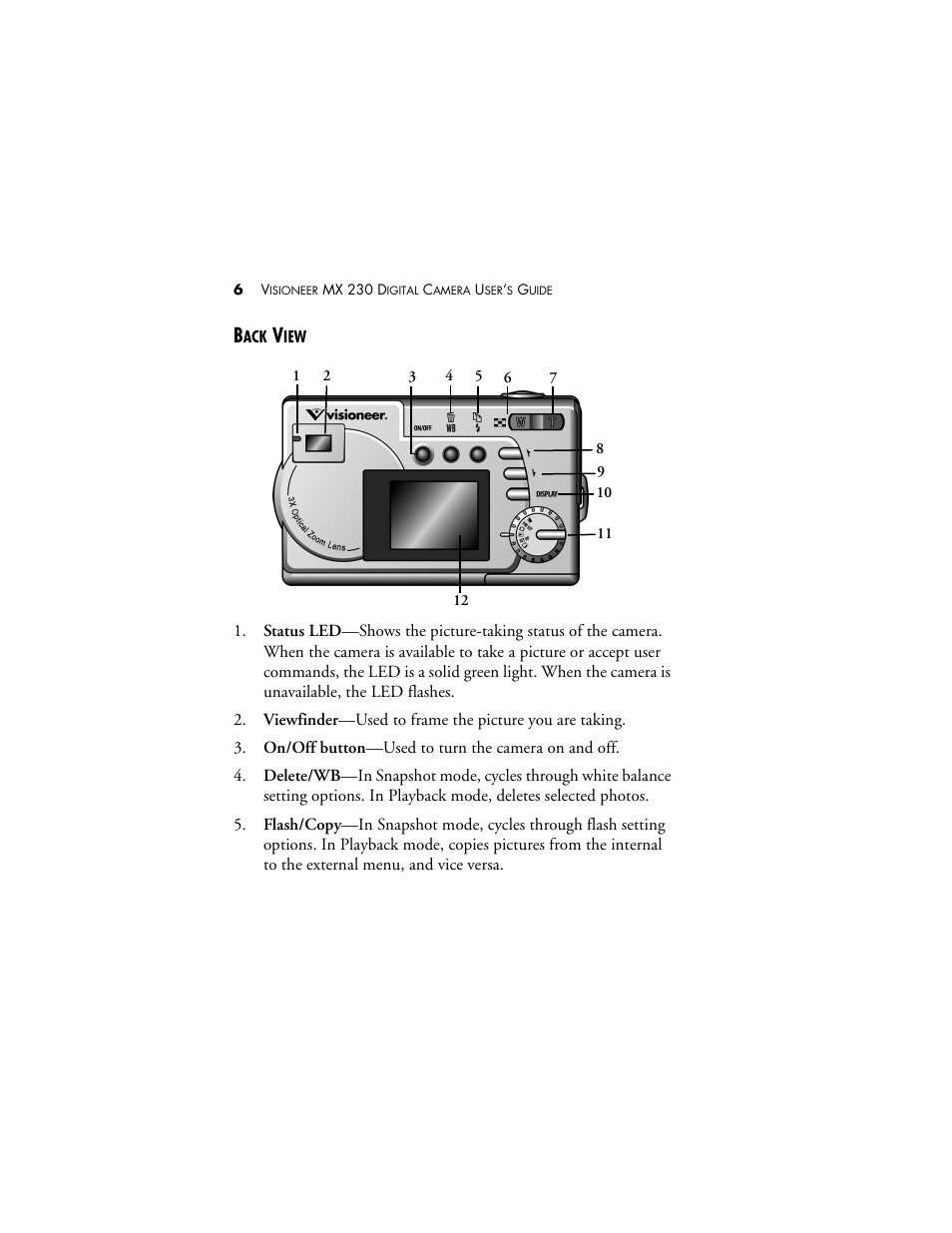 Back view | Visioneer MX 230 User Manual | Page 12 / 68