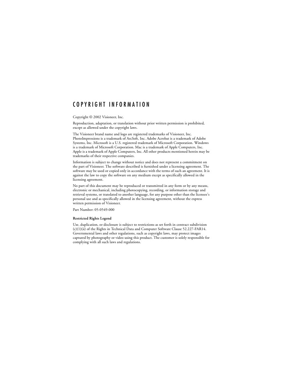 Visioneer MX 230 User Manual | Page 2 / 68