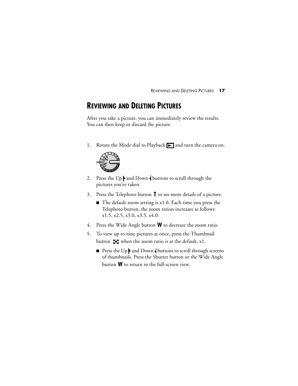 Reviewing and deleting pictures, Eviewing, Eleting | Ictures | Visioneer MX 230 User Manual | Page 23 / 68