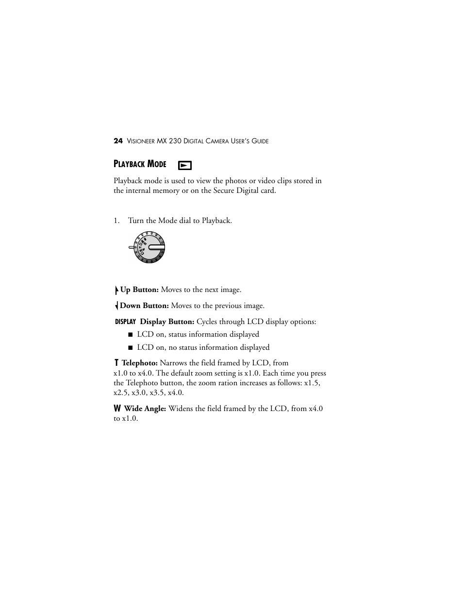 Playback mode | Visioneer MX 230 User Manual | Page 30 / 68