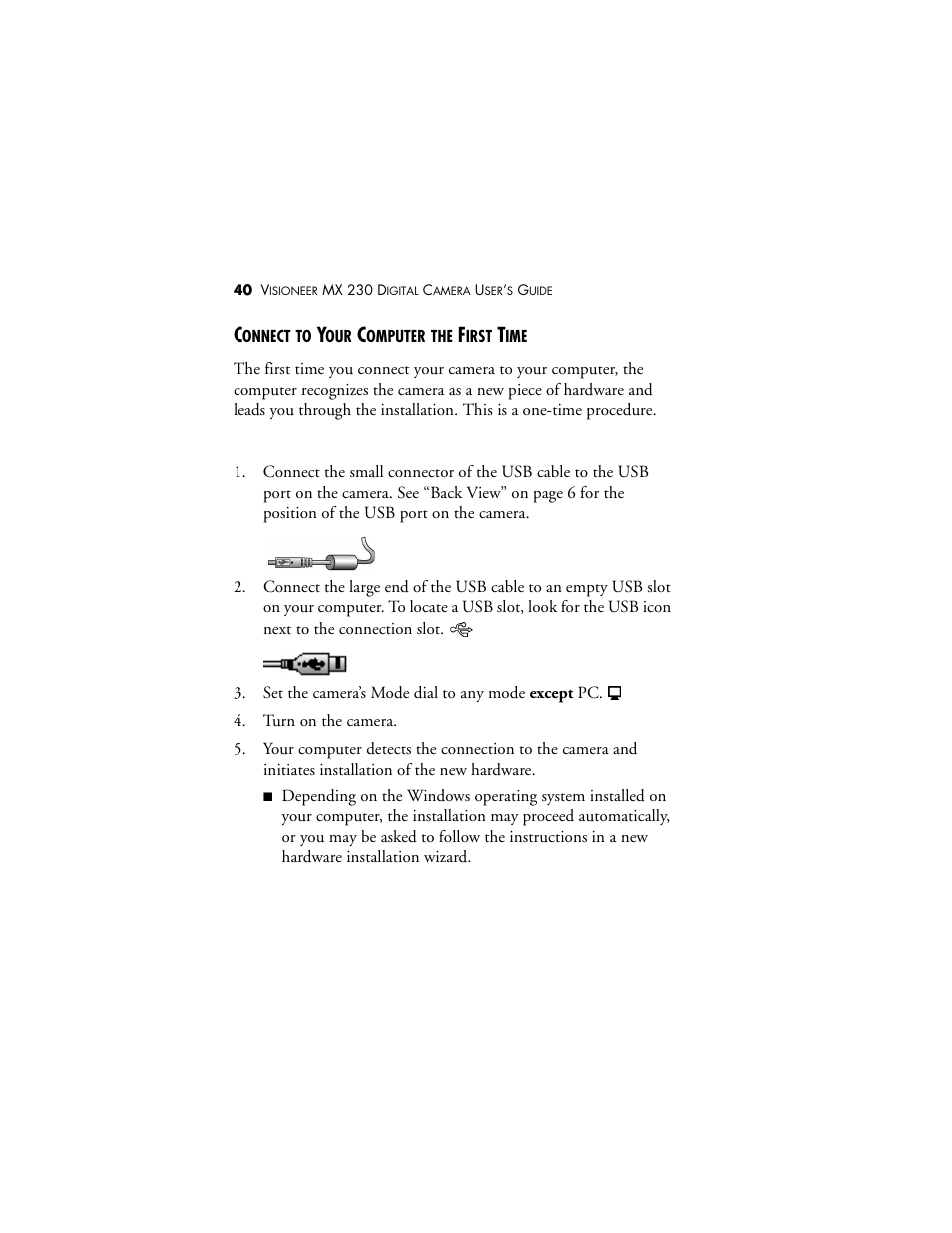 Connect to your computer the first time | Visioneer MX 230 User Manual | Page 46 / 68