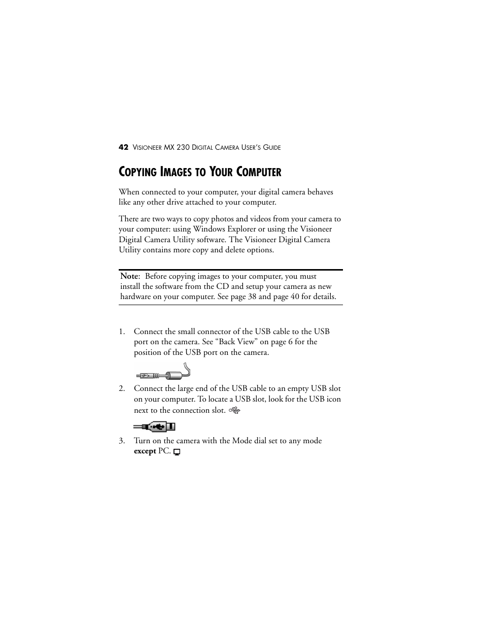 Copying images to your computer, Opying, Mages | Omputer | Visioneer MX 230 User Manual | Page 48 / 68