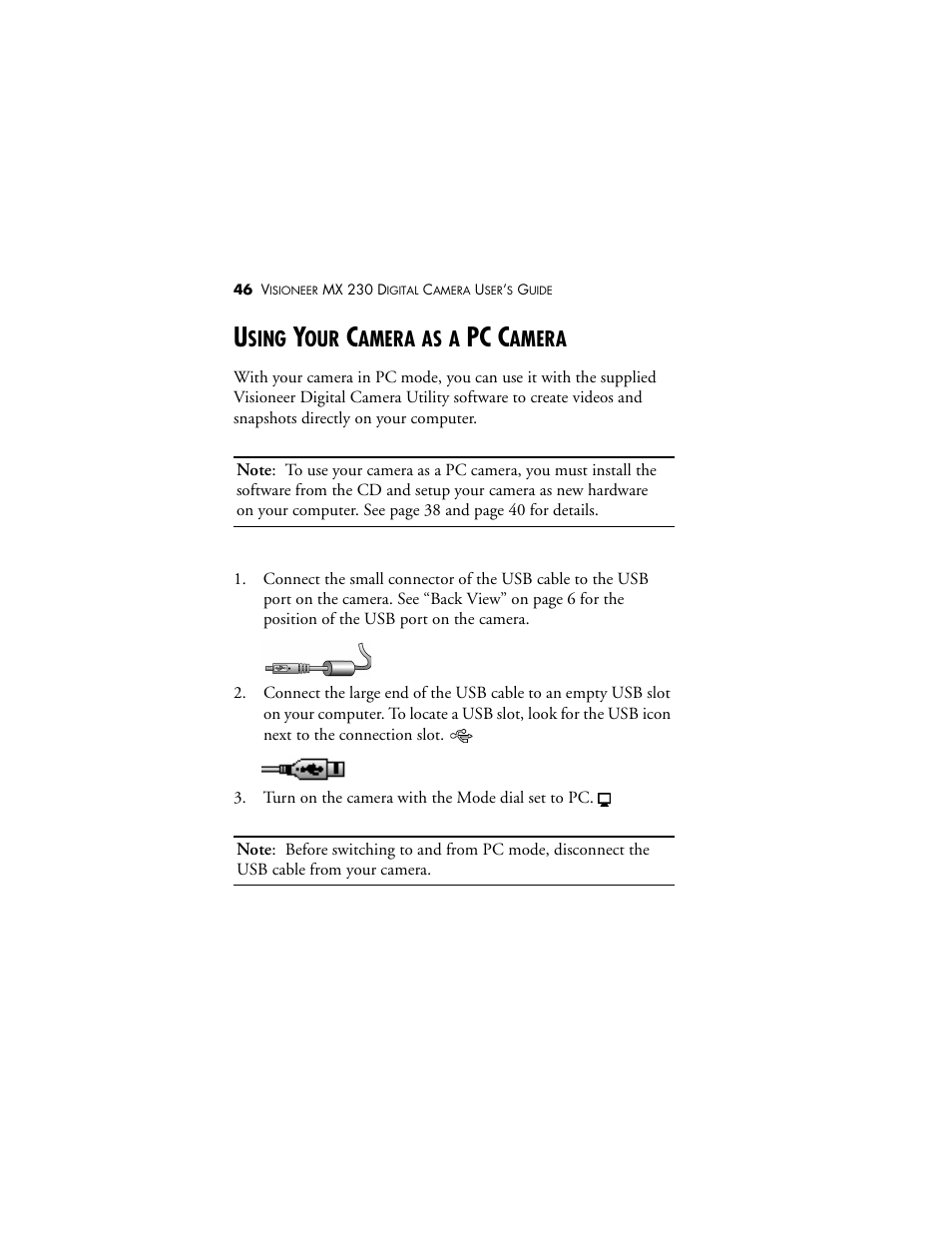 Using your camera as a pc camera, Pc c | Visioneer MX 230 User Manual | Page 52 / 68