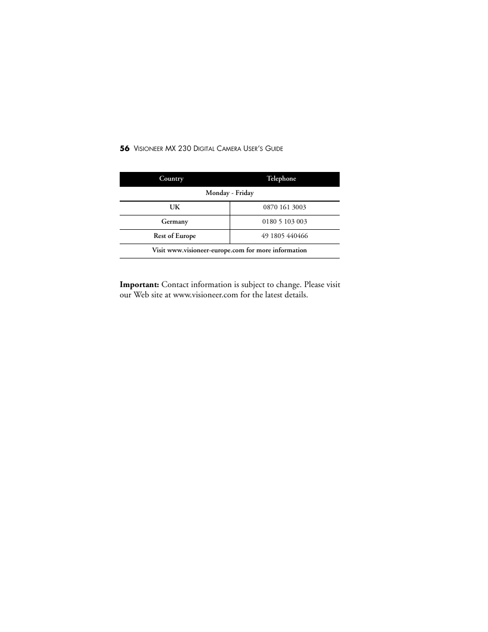 Visioneer MX 230 User Manual | Page 62 / 68