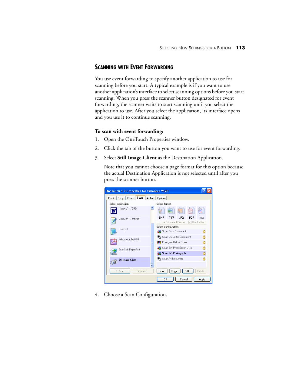 Scanning with event forwarding | Visioneer One Touch 9420 User Manual | Page 120 / 154