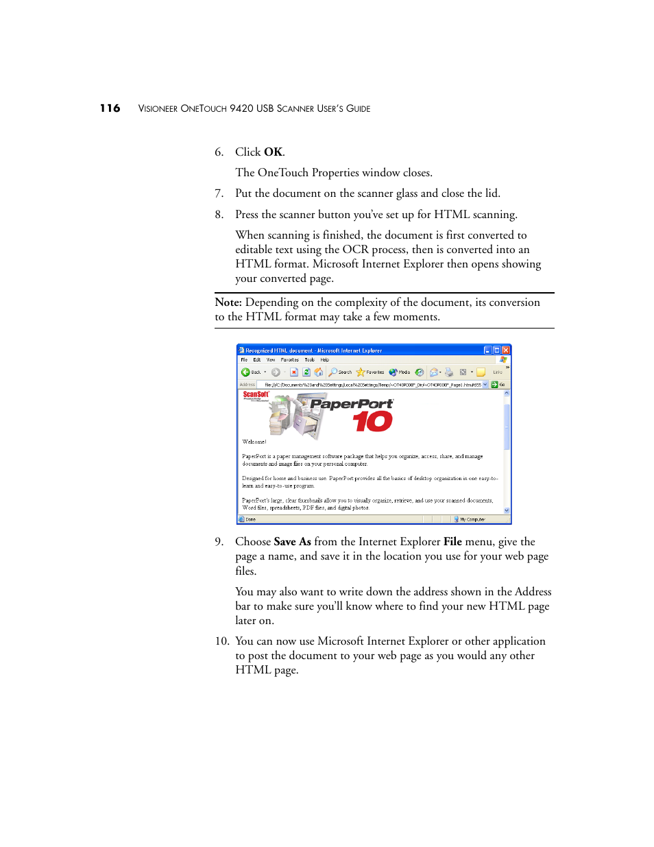 Visioneer One Touch 9420 User Manual | Page 123 / 154