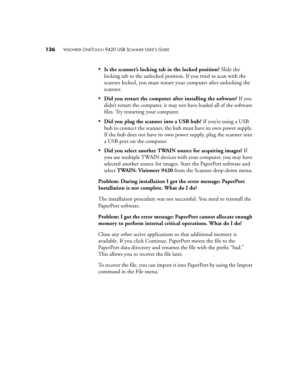 Visioneer One Touch 9420 User Manual | Page 143 / 154