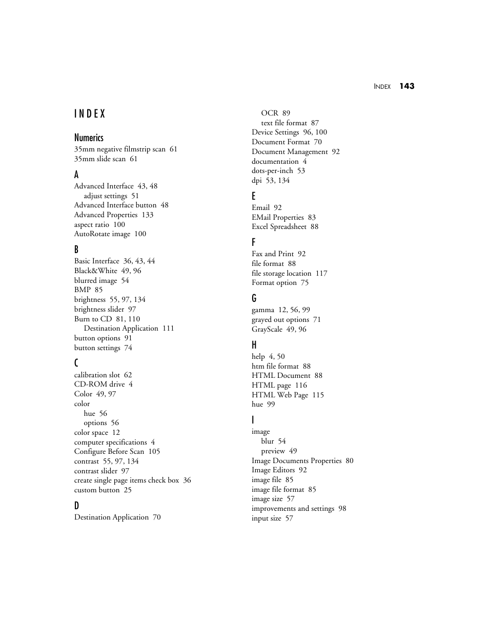 Index, Numerics | Visioneer One Touch 9420 User Manual | Page 150 / 154