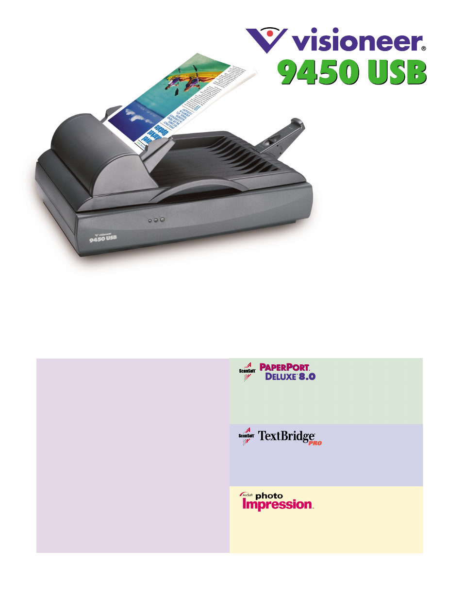 Visioneer 9450 USB User Manual | 2 pages