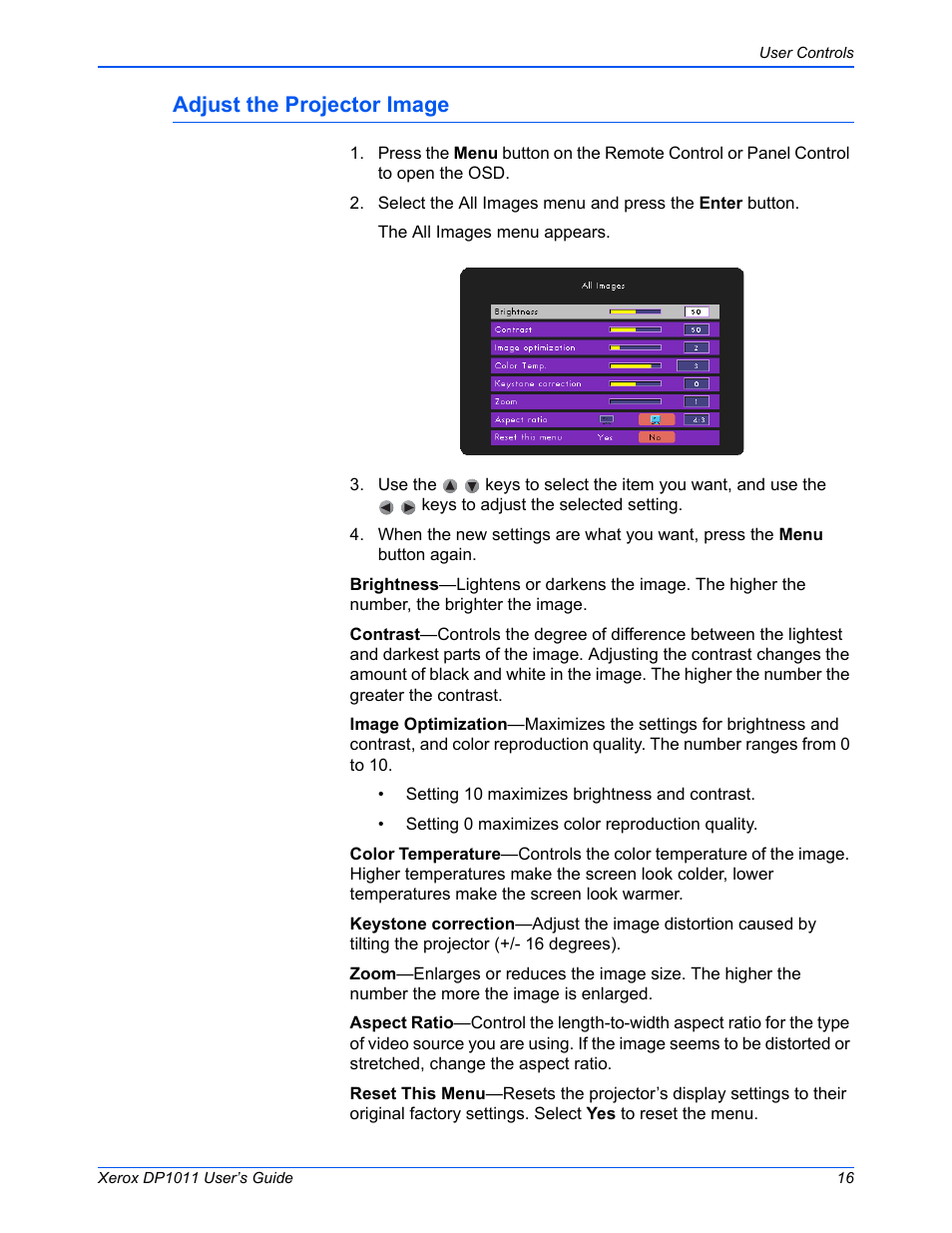 Adjust the projector image | Visioneer DP1011 User Manual | Page 21 / 36