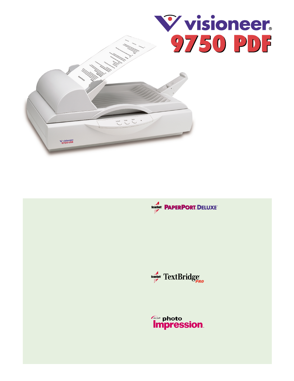 Visioneer 9750 PDF User Manual | 2 pages
