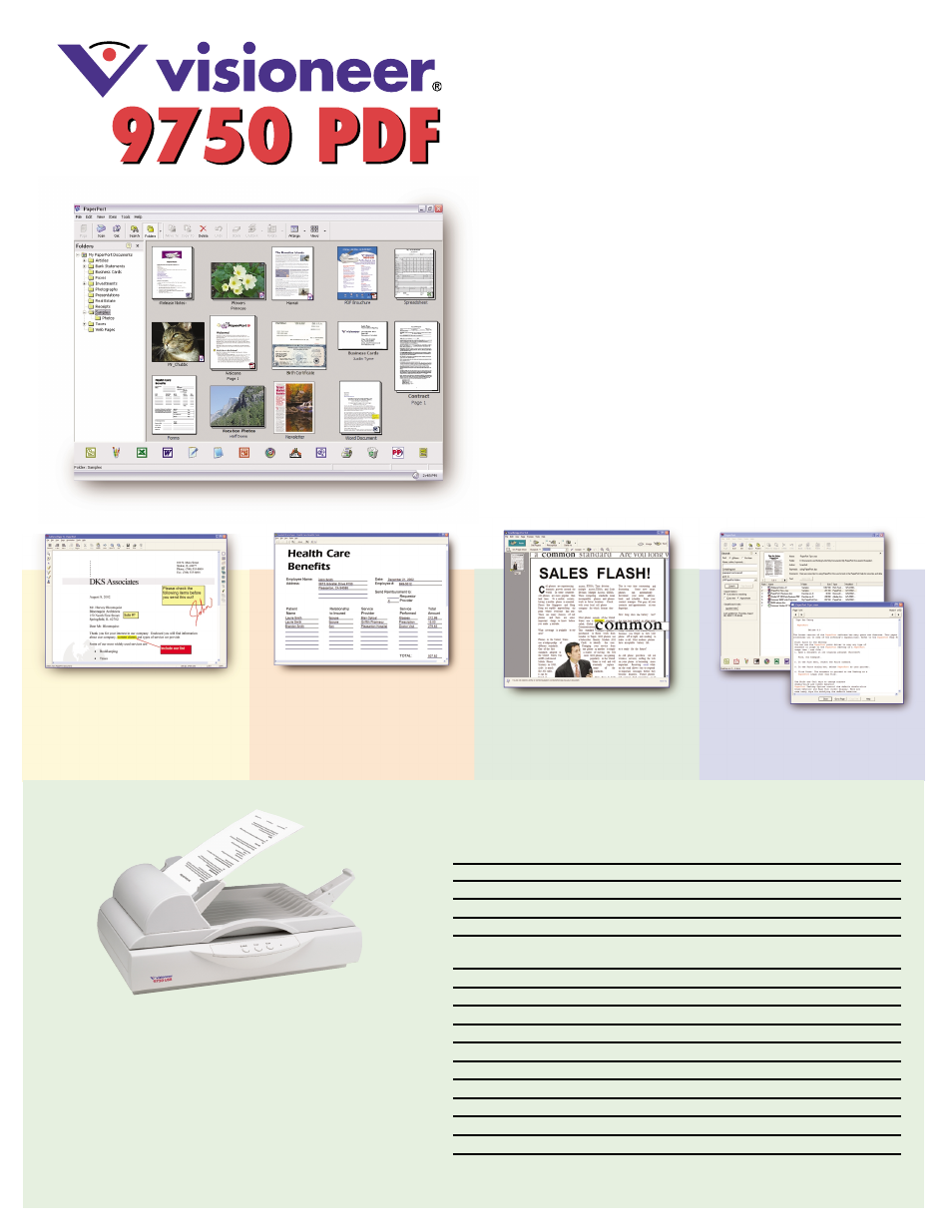 Minimum system requirements, Visioneer 9750 pdf product specifications | Visioneer 9750 PDF User Manual | Page 2 / 2