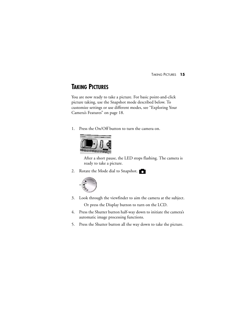 Taking pictures, Aking, Ictures | Visioneer MX 200 User Manual | Page 21 / 66