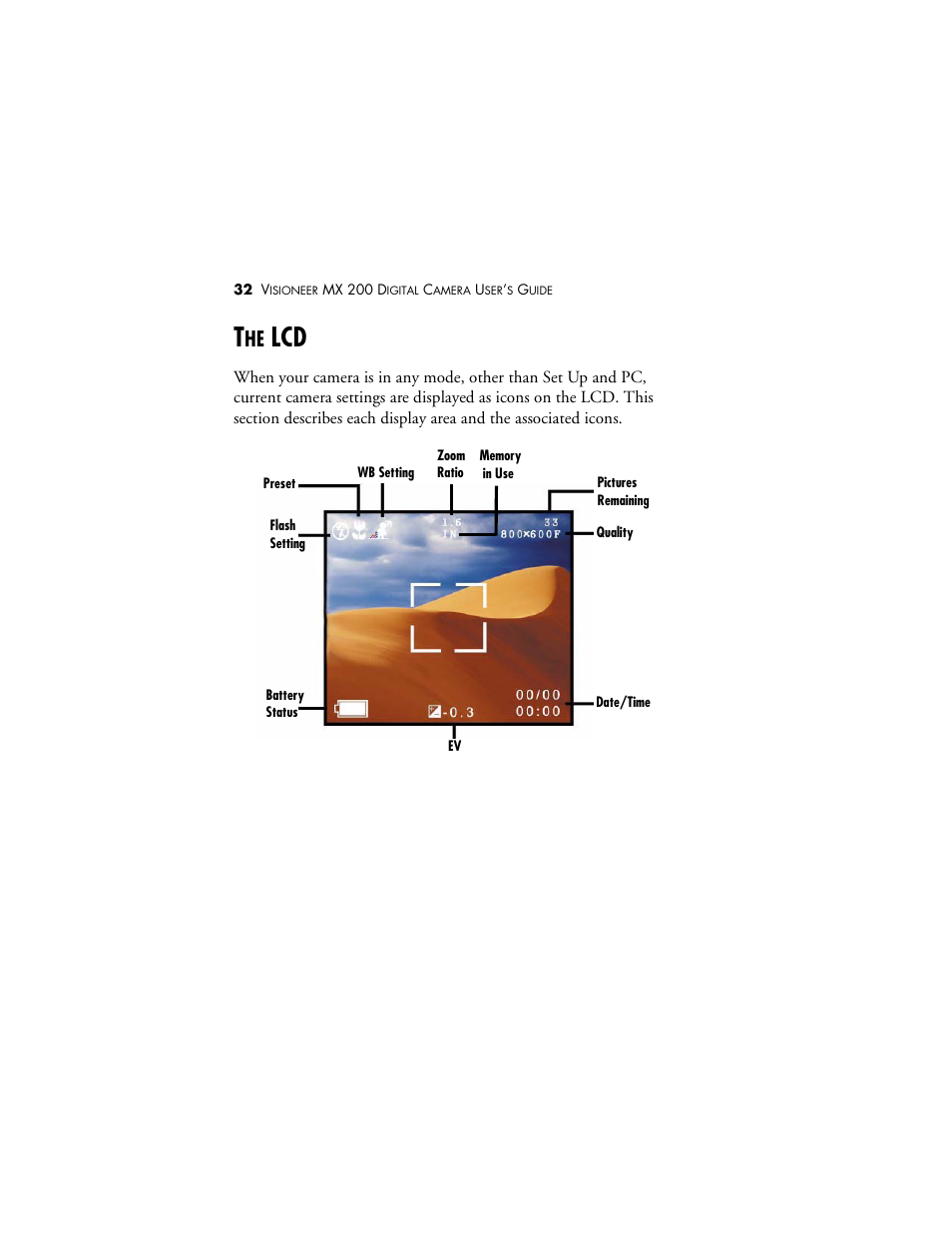 The lcd | Visioneer MX 200 User Manual | Page 38 / 66