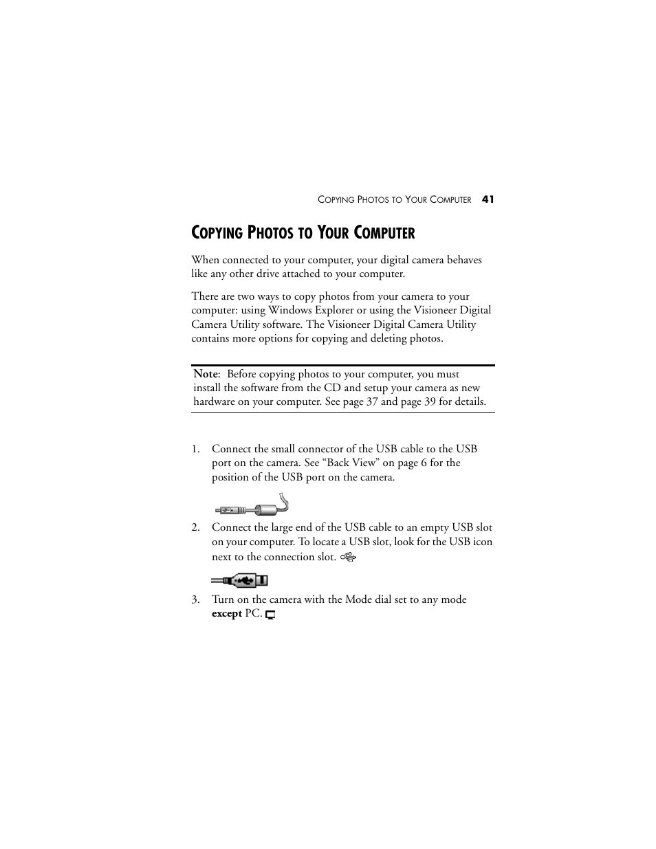 Copying photos to your computer, Opying, Hotos | Omputer | Visioneer MX 200 User Manual | Page 47 / 66
