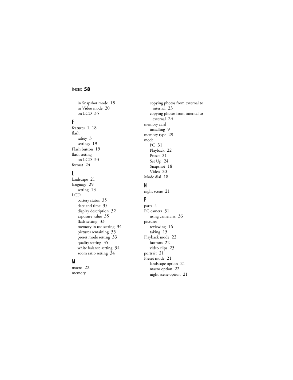 F - p | Visioneer MX 200 User Manual | Page 64 / 66