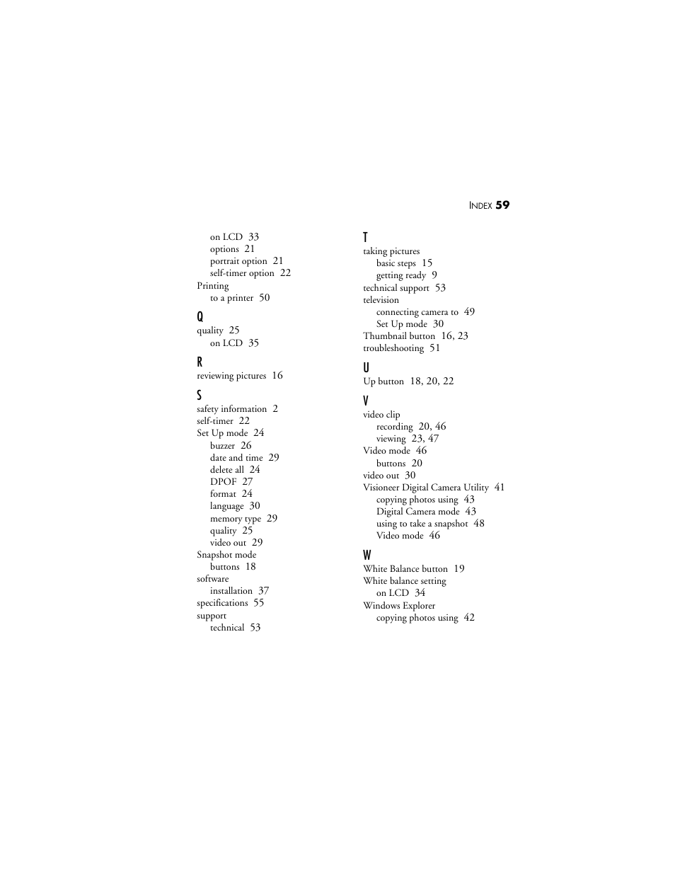 Q - y | Visioneer MX 200 User Manual | Page 65 / 66