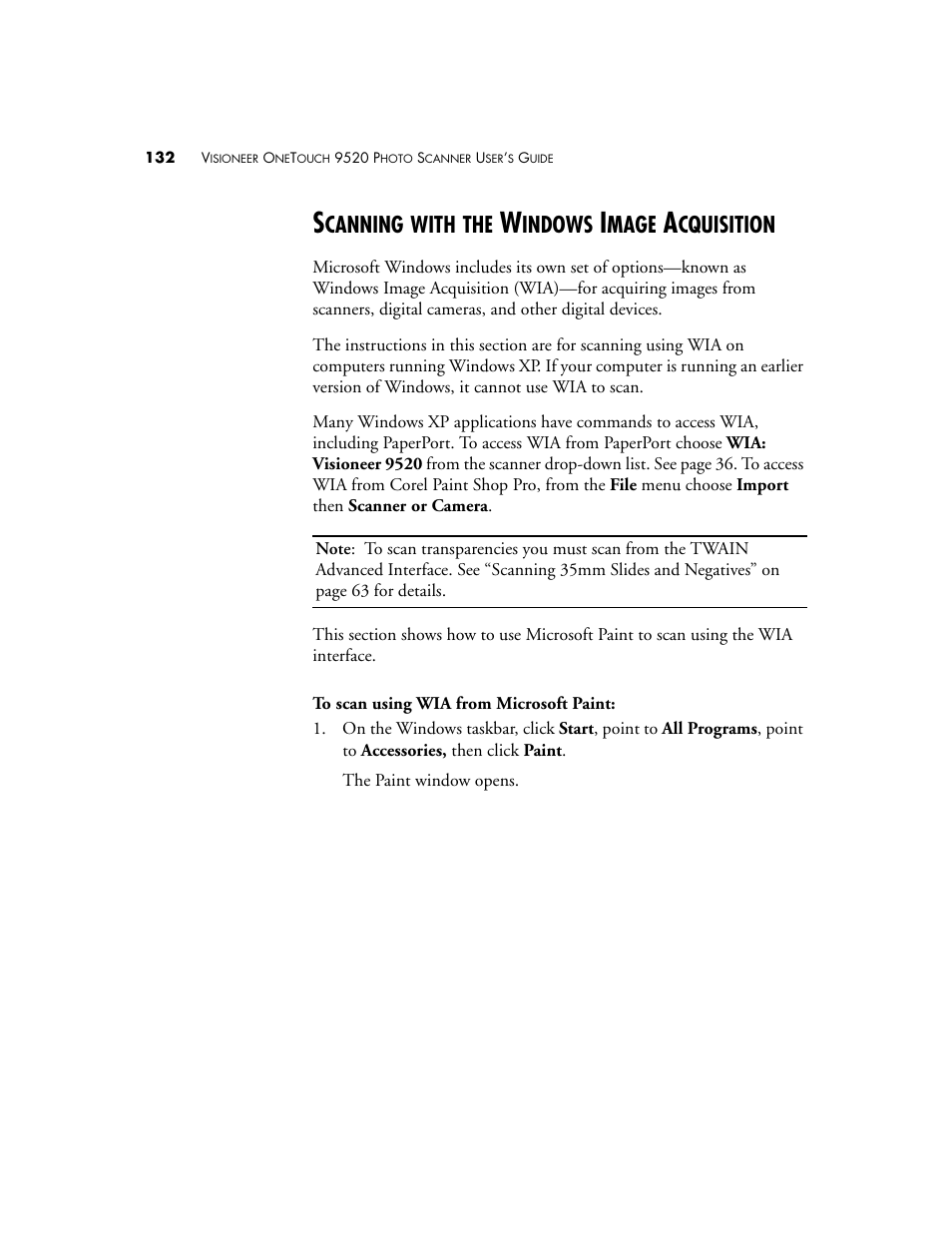 Scanning with the windows image acquisition, Canning, With | Indows, Mage, Cquisition | Visioneer 9520 User Manual | Page 139 / 156
