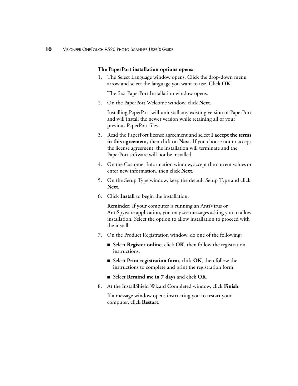 Visioneer 9520 User Manual | Page 17 / 156