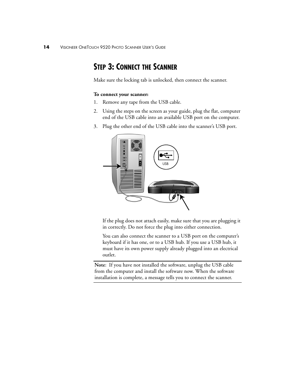 Step 3: connect the scanner, Onnect, Canner | Visioneer 9520 User Manual | Page 21 / 156