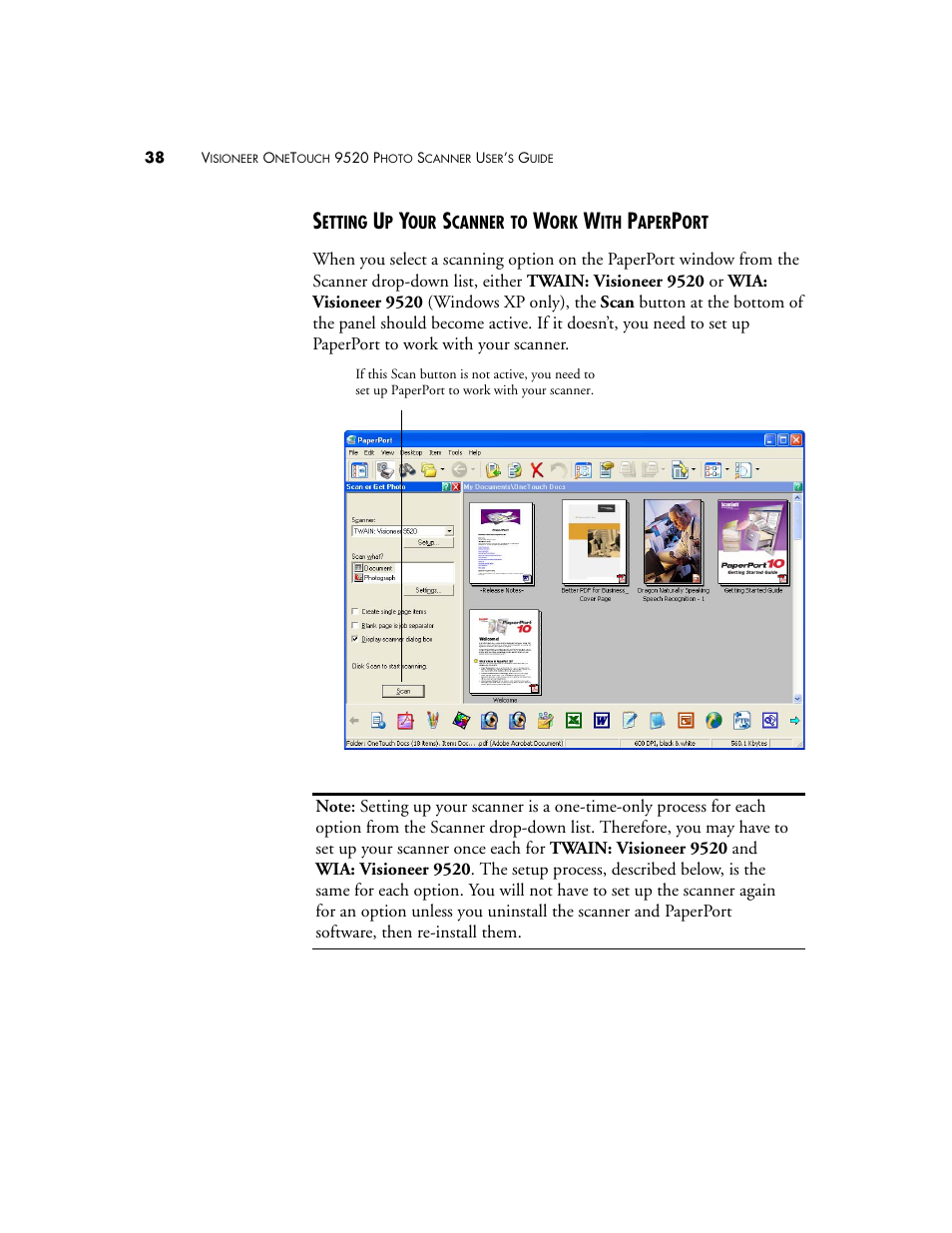 Setting up your scanner to work with paperport | Visioneer 9520 User Manual | Page 45 / 156