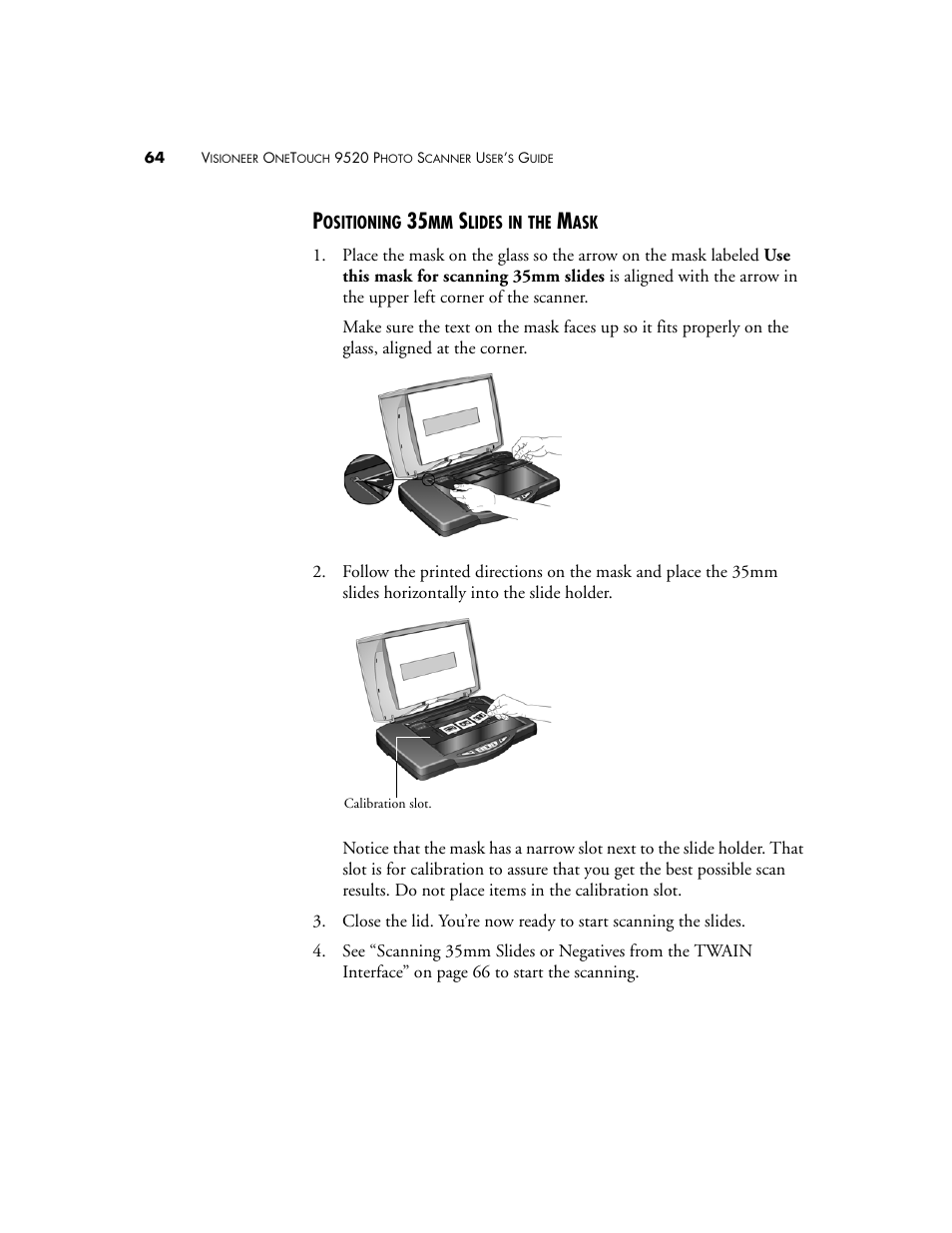 Positioning 35mm slides in the mask | Visioneer 9520 User Manual | Page 71 / 156