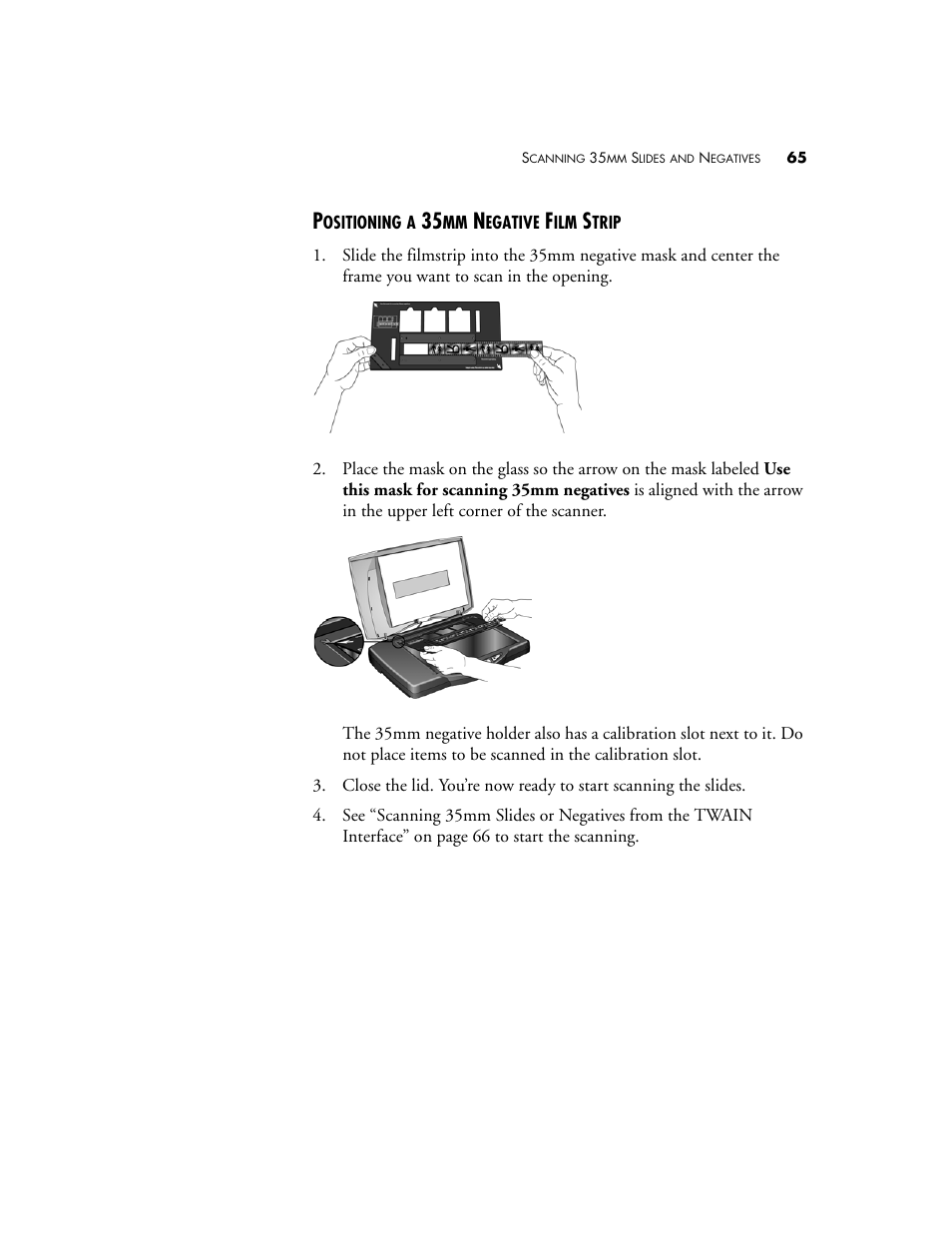 Positioning a 35mm negative film strip | Visioneer 9520 User Manual | Page 72 / 156