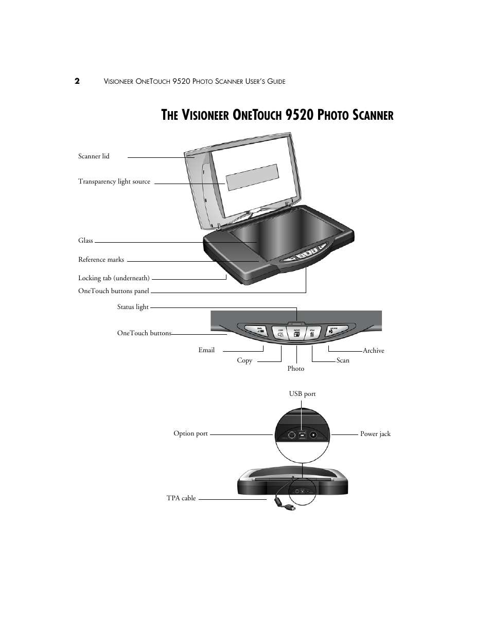 The visioneer onetouch 9520 photo scanner, 9520 p, Isioneer | Ouch, Hoto, Canner | Visioneer 9520 User Manual | Page 9 / 156