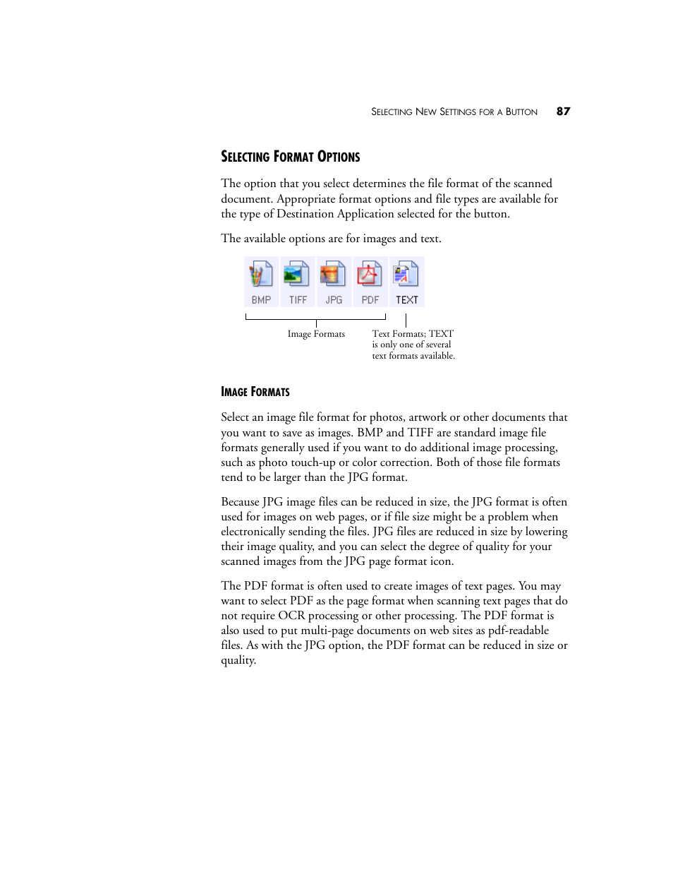 Selecting format options | Visioneer 9520 User Manual | Page 94 / 156