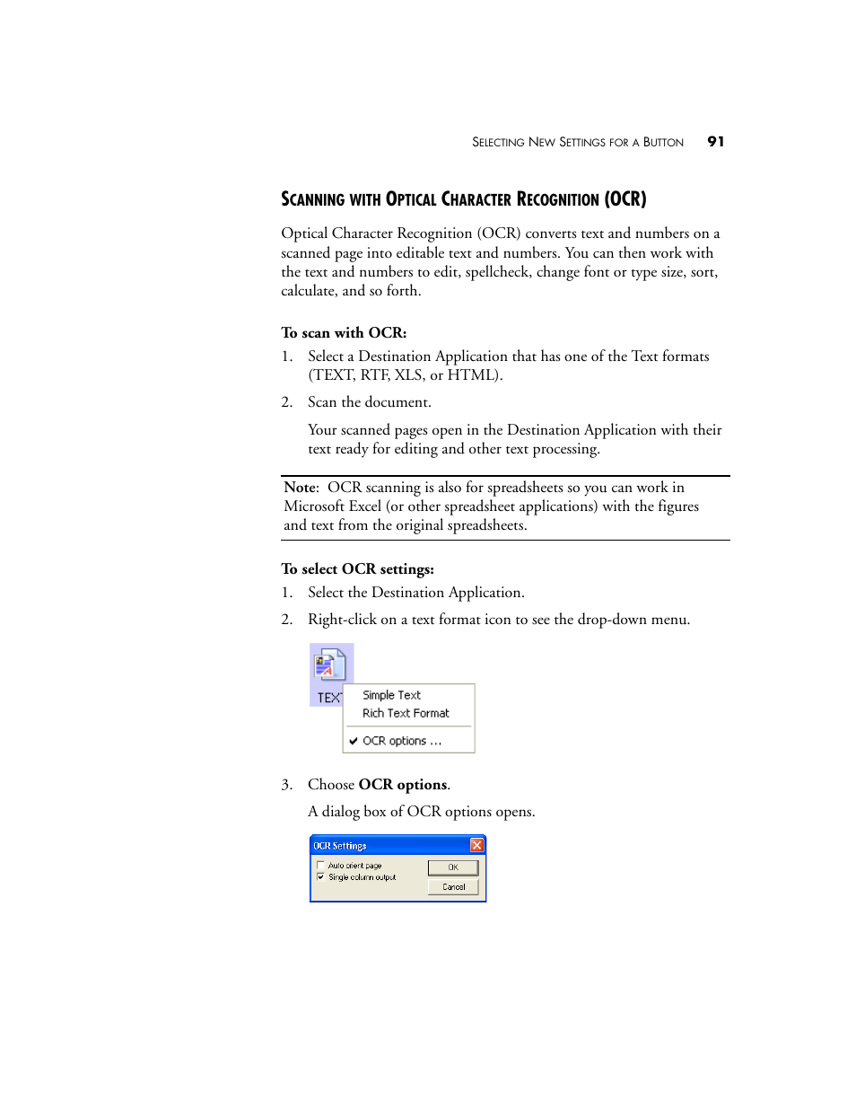 Scanning with optical character recognition (ocr), Ocr) | Visioneer 9520 User Manual | Page 98 / 156